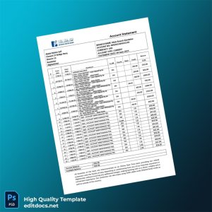 Afghanistan Afghan United Bank Statement Template in Word and PDF formats