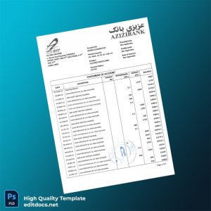 Afghanistan Azizi Bank Statement Template in Word and PDF formats