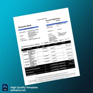 Afghanistan Ghazanfar Bank Statement Template in Word and PDF formats