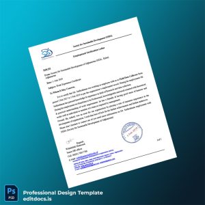 Editable Afghanistan Society for Sustainable Development SSDA Employment Verification Letter Template (Word&PDF) Page Preview - EditDocs