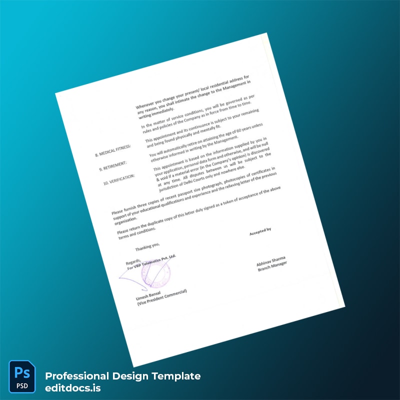 Editable Appointment Letter Template in Word and PDF formats page 4 Page Preview - EditDocs