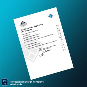 Editable Australia Australian Securities and Investments Commission Company Registration Certificate Template (Word&PDF) Page Preview - EditDocs