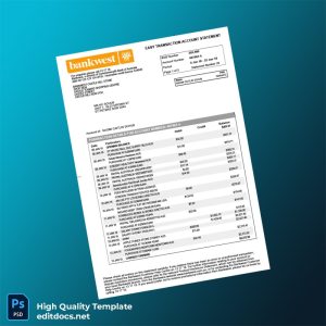 Australia Bankwest Bank Statement Template in Word and PDF formats