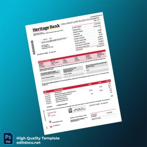 Australia Heritage Bank Credit Card Statement Template in Word and PDF formats