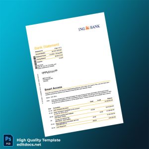 Australia ING Bank Bank Statement Template in Word and PDF formats