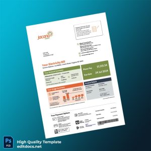 Australia Jacana Energy Editable Electricity Bill Template in Word and PDF formats
