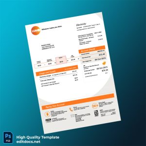 Australia Lumo Energy Editable Electricity Bill Template in Word and PDF formats