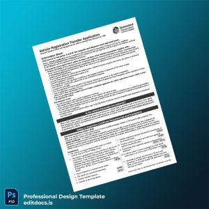 Editable Australia Queensland Vehicle Registration Transfer Application Template (Word&PDF) Page Preview - EditDocs