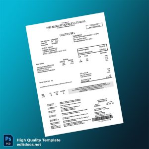 Australia Silver Asset Services Editable Utility Bill Template in Word and PDF formats