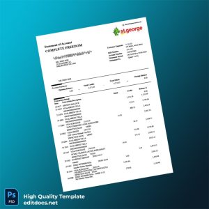 Australia St George Bank Statement Template in Word and PDF formats
