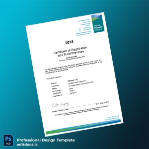 Editable Australia Yarra Ranges Council Certificate of Registration of a Food Premises Template (Word&PDF) Page Preview