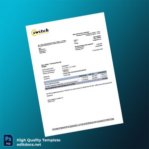 Austria Switch Energievertriebsgesellschaft mbH Editable Utility Bill Template in Word and PDF formats