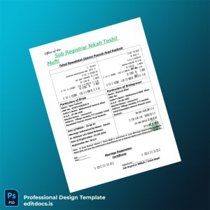 Editable Azad Kashmir Sub Registrar Nikah Teshil Marriage Registration Certificate Template (Word&PDF) Page Preview - EditDocs