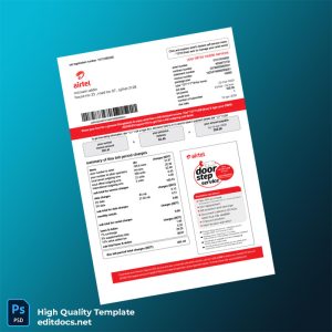 Bangladesh Airtel Editable Phone Bill Template in Word and PDF formats
