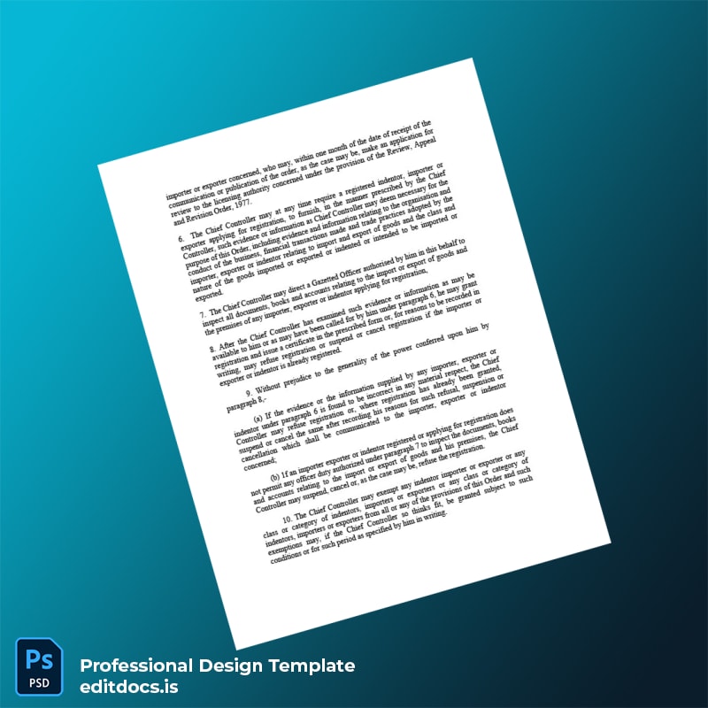 Editable Bangladesh Chief Controller of Imports and Exports Business Registration Certificate Template in Word and PDF formats page 4 Page Preview - EditDocs