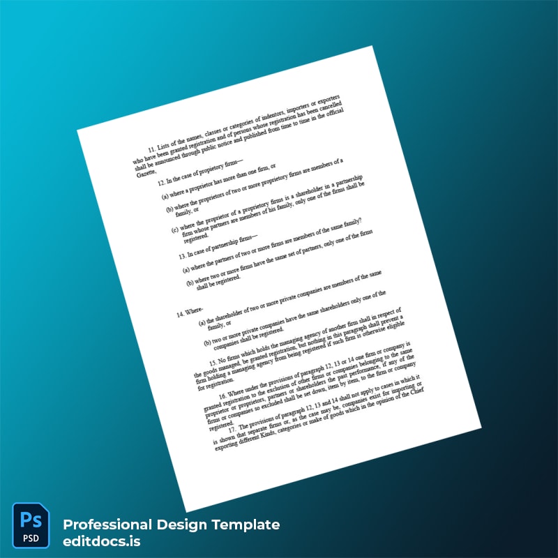 Editable Bangladesh Chief Controller of Imports and Exports Business Registration Certificate Template in Word and PDF formats page 5 Page Preview - EditDocs