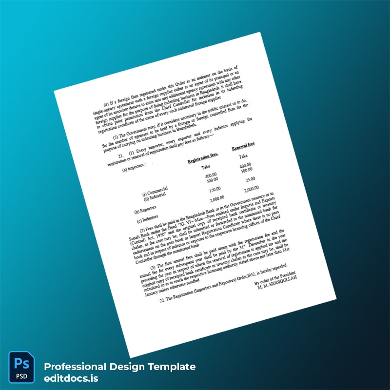 Editable Bangladesh Chief Controller of Imports and Exports Business Registration Certificate Template in Word and PDF formats page 7 Page Preview - EditDocs