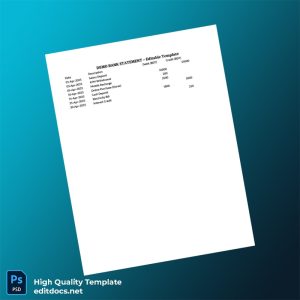 Bangladesh Editable Bank Statement Template in Word and PDF formats