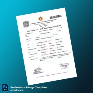 Editable Bangladesh Government Birth Registration Certificate Template (Word&PDF) Page Preview
