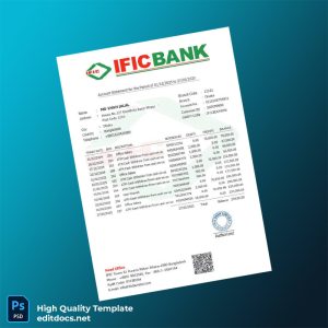 Bangladesh IFIC Bank Statement Template in Word and PDF formats