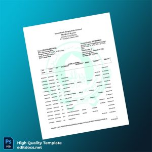 Bangladesh Islami Bank Bangladesh Limited Bank Statement Template in Word and PDF formats