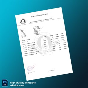 Bangladesh Islami Bank Limited Bank Statement Template in Word and PDF formats