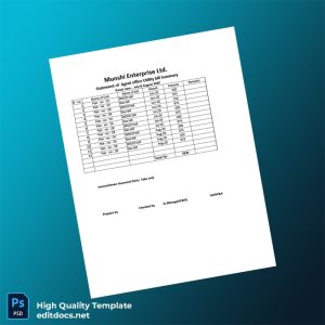 Bangladesh Munshi Enterprise Ltd Editable Utility Bill Template in Word and PDF formats