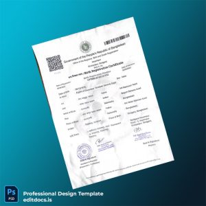 Editable Bangladesh Office of the Registrar Birth Registration Certificate Template (Word&PDF) Page Preview - EditDocs