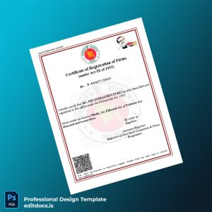 Editable Bangladesh Registrar of Joint Stock Companies Firms Certificate of Registration of Firms Template (Word&PDF) Page Preview - EditDocs