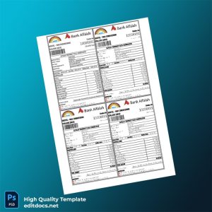 Bank Alfalah Editable Hostel Fee Challan Template in Word and PDF formats