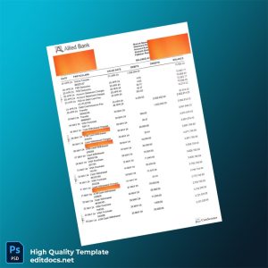 Bank Statement Sample - D Template in Word and PDF formats