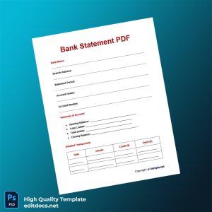 Bank Statement Template in Word and PDF formats