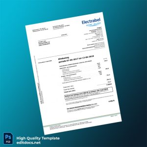 Belgium Electrabel Customer Solutions Nv Editable Utility Bill Template in Word and PDF formats