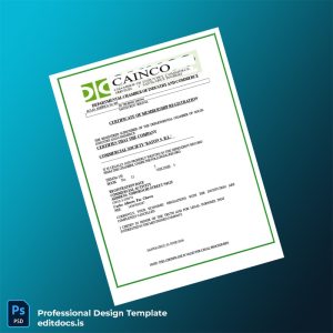 Editable Bolivia Departmental Chamber of Industry and Commerce Registration Certificate Template (Word&PDF) Page Preview - EditDocs