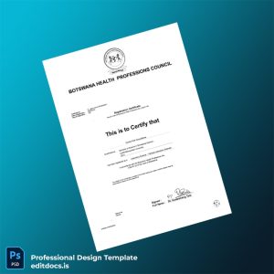 Editable Botswana Health Professions Council Registration Certificate Template (Word&PDF) Page Preview - EditDocs