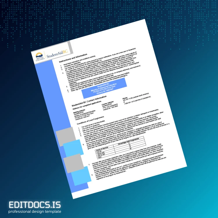 Editable British Columbia Student Aid BC Employment Verification Letter Template in Word and PDF formats page 2 Page Preview - EditDocs