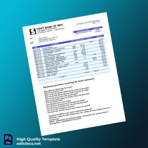 Canada Bank Statement Template in Word and PDF formats