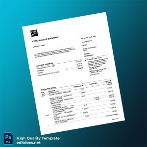 Canada CIBC Account Statement Template in Word and PDF formats