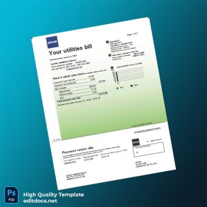 Canada EPCOR Editable Electricity Bill Template in Word and PDF formats