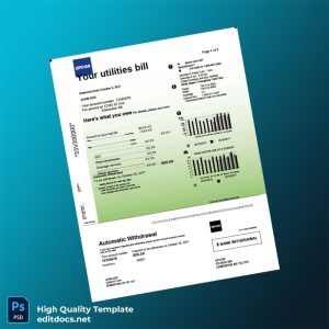 Canada EPCOR Editable Utility Bill Template in Word and PDF formats