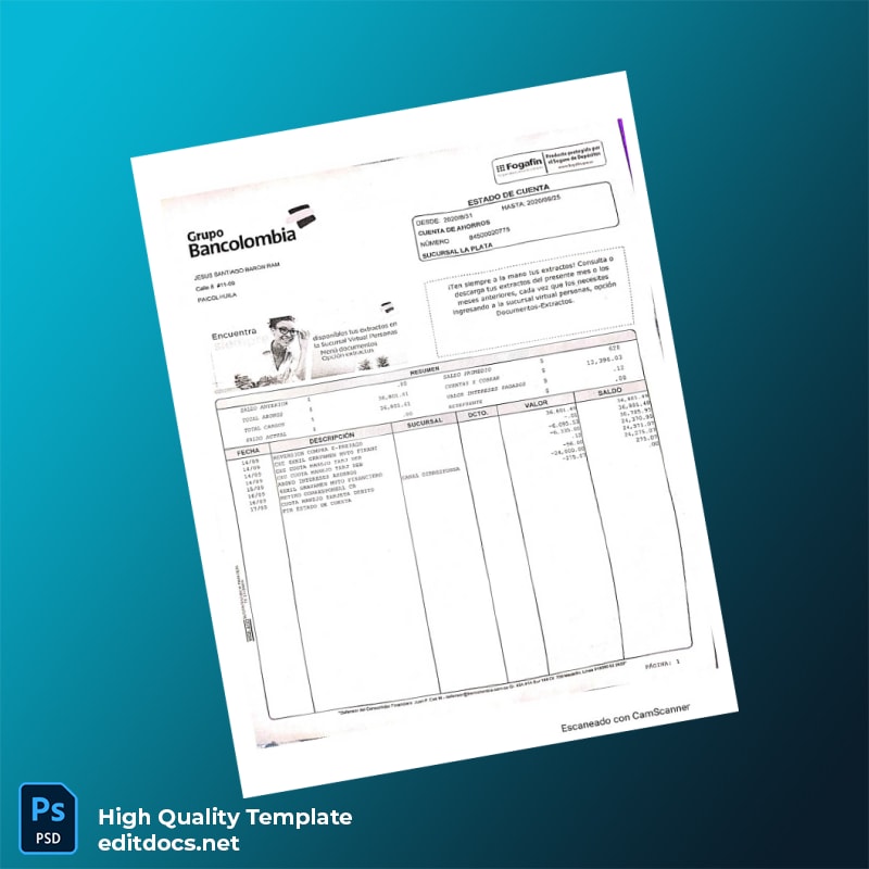 Colombia Alcanos De Colombia S A E S P Editable Utility Bill Template in Word and PDF formats page 2