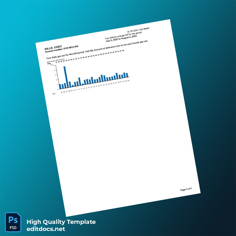 Delaware Power Company Editable Utility Bill Template in Word and PDF formats page 5