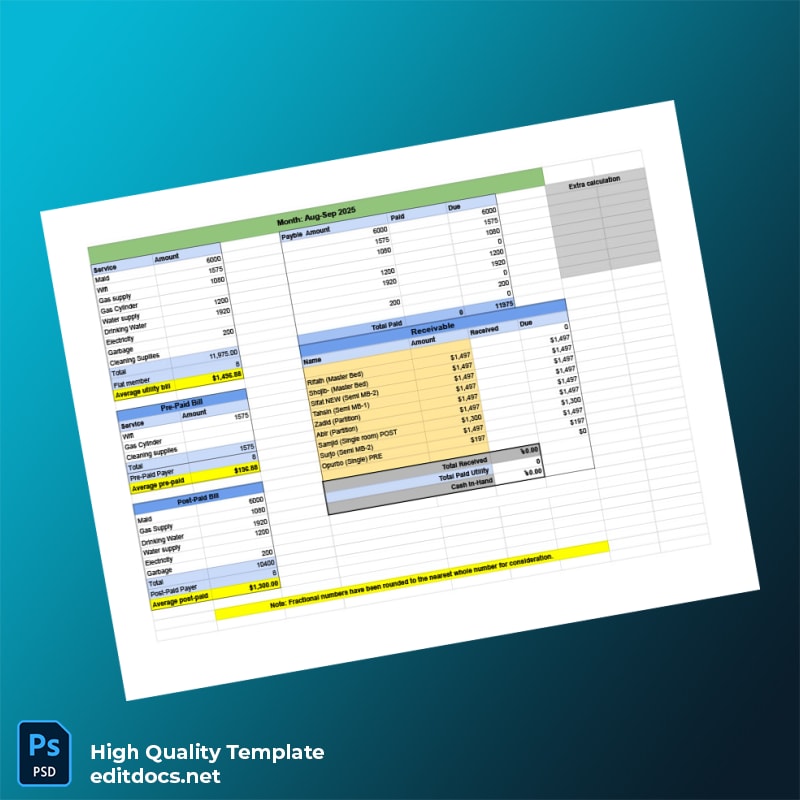 Desso Editable Utility Bill Template in Word and PDF formats