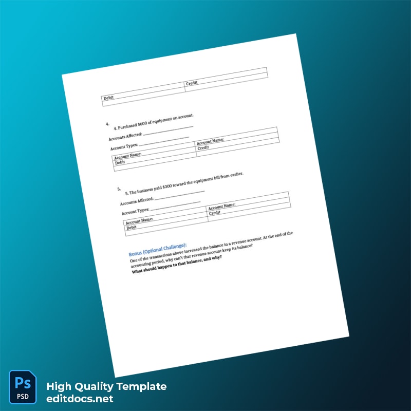 Editable Accounting Exercise Template in Word and PDF formats page 2