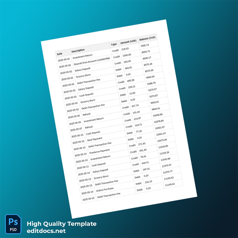 Editable Bank Statement Template in Word and PDF formats page 4