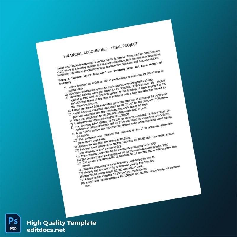 Editable Financial Accounting Template in Word and PDF formats