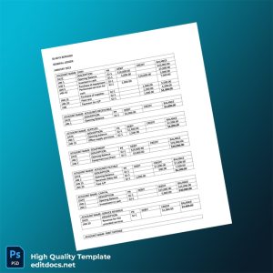 Editable General Ledger Template in Word and PDF formats