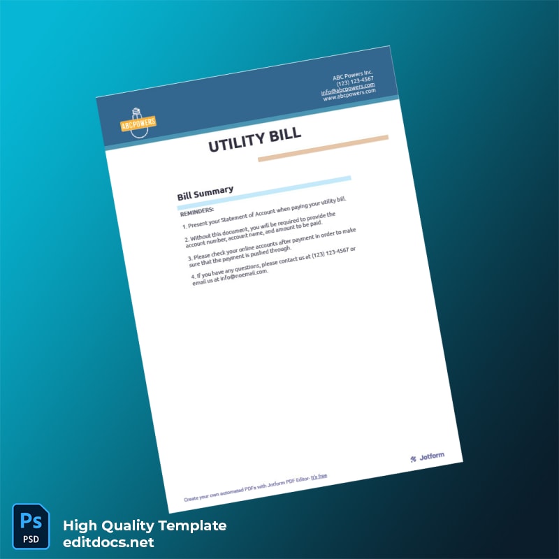 Estonia Editable Utility Bill Template in Word and PDF formats