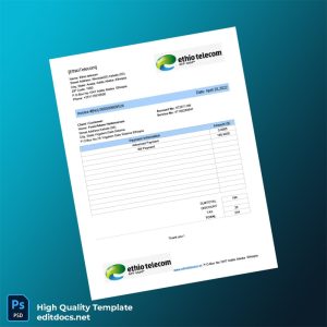 Ethiopia Ethio Telecom Editable Utility Bill Template in Word and PDF formats