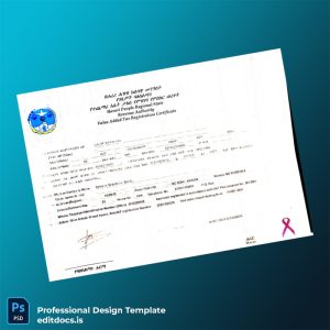 Editable Ethiopia Revenue Authority VAT Registration Certificate Template (Word&PDF) Page Preview